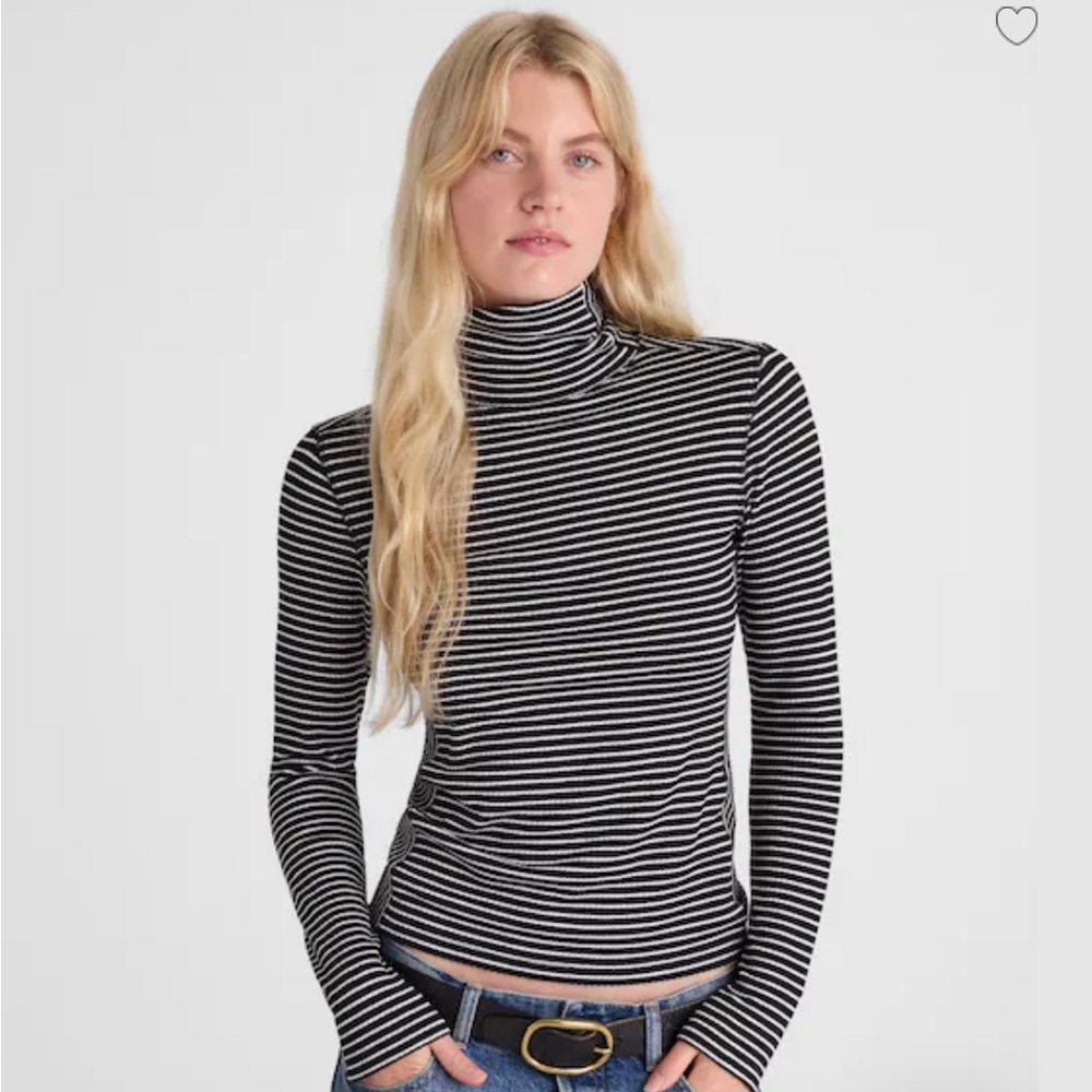 Madewell black and white striped turtleneck
